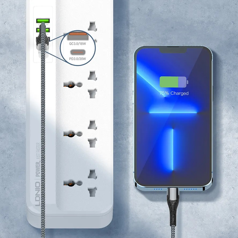  Ổ Cắm Điện Đa Năng LDNIO SC5415 - 5 Ổ Cắm + 4 Cổng Sạc Nhanh USB & Type-C, Chống Giật Trẻ Em, Công Suất 2500W, Dây Dài 2M 