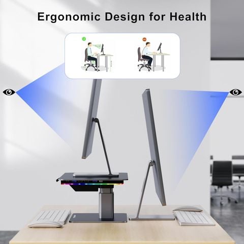  Kệ Nâng Màn Hình Máy Tính Có Động Cơ Điều Chỉnh Độ Cao Kèm Đèn LED Gaming Cho Bàn Làm Việc Tại Nhà, Tích Hợp Cổng USB 