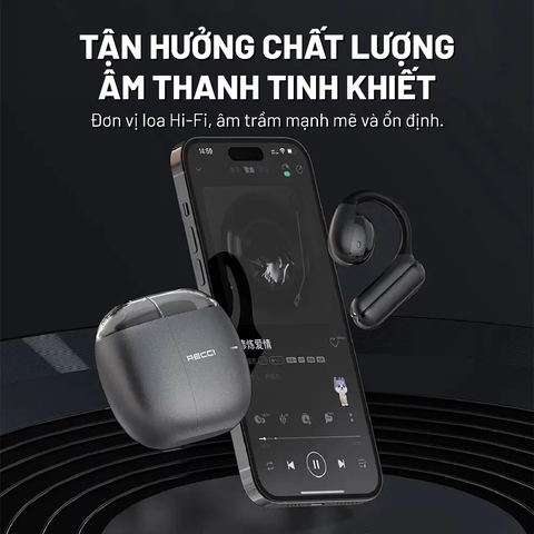  Tai Nghe Bluetooth Recci REP-W67 V5.3 – Âm Thanh Sống Động, Pin 6 Giờ, Sạc Type-C, Thiết Kế Nhẹ Chống Ồn 