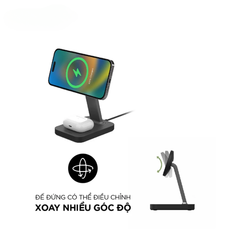  Đế sạc Mophie Snap+ Stand & Pad với tính năng hỗ trợ sạc nhanh và thiết kế tiện lợi cho nhiều thiết bị 