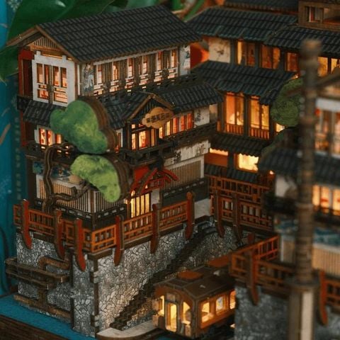  Mô hình 3D DIY Nhà tắm nước nóng Ginzan Onsen 