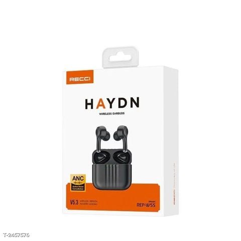  Tai nghe Bluetooth Recci W55 BLACK – Bluetooth 5.3, Âm Thanh Ổn Định, Sạc Type-C 