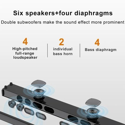  Loa Soundbar Không Dây cho TV - Hệ Thống Âm Thanh Vòm Home Theater, Kết Nối Bluetooth/TF Card/AUX 