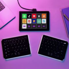 Bàn phím Tetra - Bố cục chia tách công thái học, Tích hợp màn hình cảm ứng 8 inch, Kết nối không dây Bluetooth