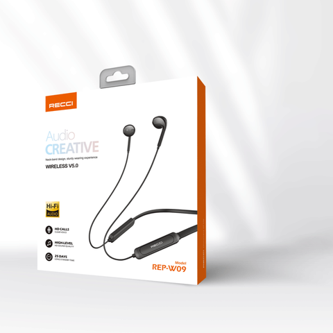  Tai Nghe Bluetooth Recci REP-W09 – Neckband nam châm gọn nhẹ, Âm thanh HD sắc nét 