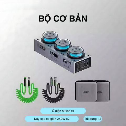  Ổ Điện MFish 240W – Power Station Sạc Siêu Nhanh, Đèn LED 7 Cổng, Tối Ưu Cho Chơi Game 