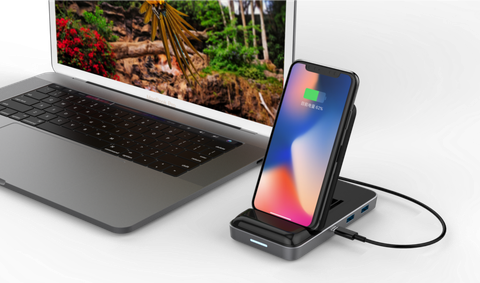  Đế sạc kiêm cổng chuyển HyperDrive 7.5W Wireless Charger USB C Hub 