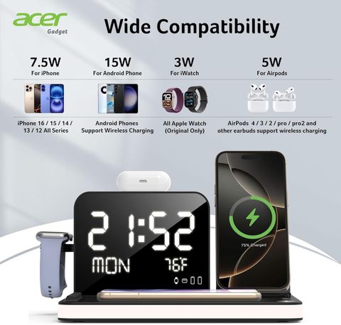  Trạm sạc không dây acer 7 trong 1 - Tích hợp đồng hồ thông minh 
