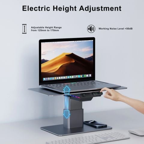  Kệ Nâng Màn Hình Máy Tính Có Động Cơ Điều Chỉnh Độ Cao Kèm Đèn LED Gaming Cho Bàn Làm Việc Tại Nhà, Tích Hợp Cổng USB 