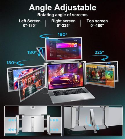  Màn Hình Laptop FOPO 14inch 3 Màn FHD 1080P - Xoay 225 độ, Kết Nối 1 Cáp Tăng 400% Hiệu Suất 