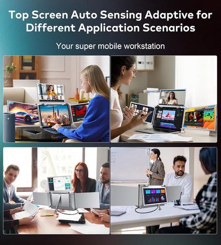 Màn Hình Laptop FOPO 14inch 3 Màn FHD 1080P - Xoay 225 độ, Kết Nối 1 Cáp Tăng 400% Hiệu Suất 