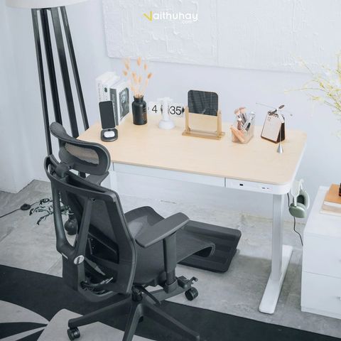  (WAREHOUSE DEAL) Bàn Làm Việc Thông Minh 9Space LivArt – Nâng Hạ Điện, Sạc Không Dây, Ngăn Kéo Tiện Lợi 