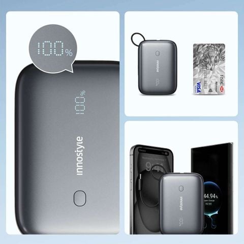  Sạc Dự Phòng Innostyle PowerMini II 10,000mAh LED - Tích Hợp Cáp USB-C IP22G2 