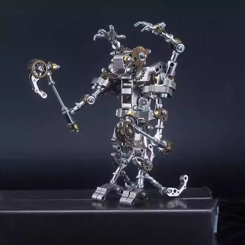  Bộ Lắp Ráp Mô Hình Kim Loại DIY 3D Mecha Priest với Rìu Bánh Răng 256 Mảnh - Giá Đỡ Điện Thoại 2 trong 1 