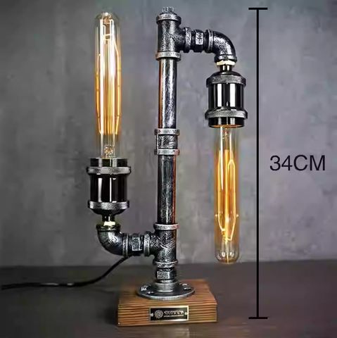  Đèn LED để bàn trang trí phong cách công nghiệp cổ điển 2 bóng đèn 9space 