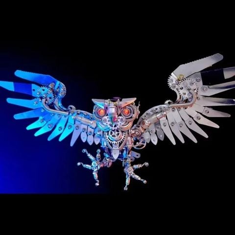  Mô hình ghép Cú Đêm 3D DIY Steampunk Kim Loại 