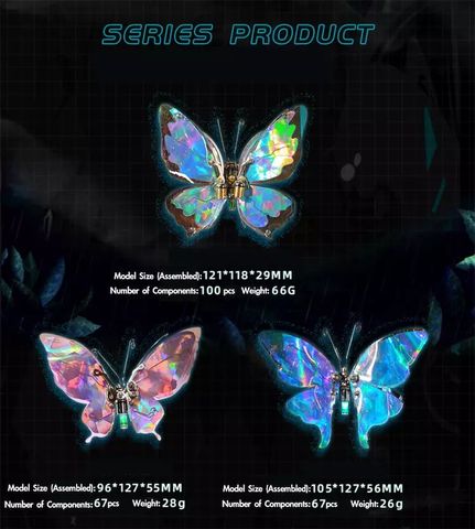 Mô hình 3D DIY Steampunk Bươm bướm ảo ảnh kim loại đầy màu sắc 