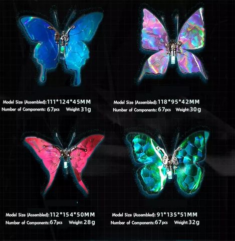  Mô hình 3D DIY Steampunk Bươm bướm ảo ảnh kim loại đầy màu sắc 