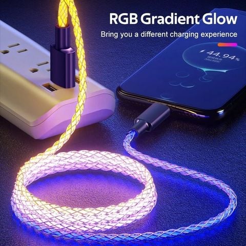  Cáp dữ liệu USB Type-C phát sáng RGB Streaming 60W sạc siêu nhanh 