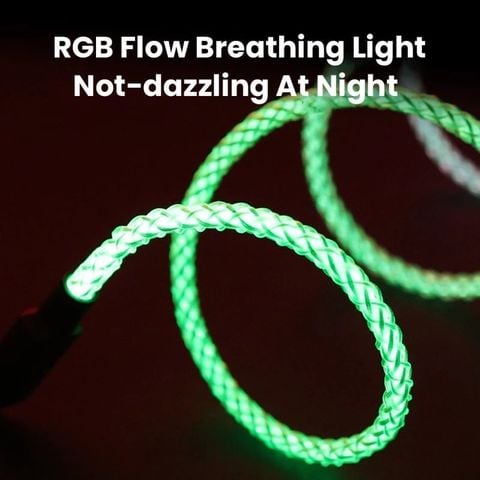  Cáp dữ liệu USB Type-C phát sáng RGB Streaming 60W sạc siêu nhanh 
