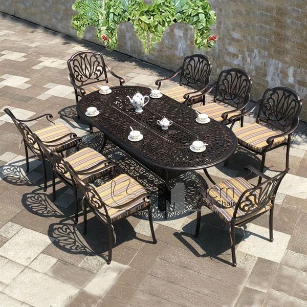 Bàn ăn oval 2m1 nhôm đúc TE2005-210A