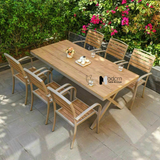 Bộ bàn ghế cafe fastfood khách sạn nhà hàng 6 ghế ngoài trời TE2035-180A_CC2028A