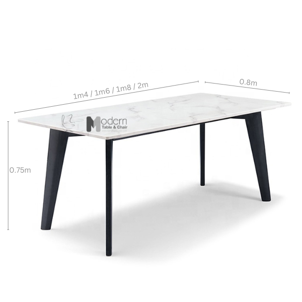 Bàn ăn mặt đá 1m8 chân gỗ Howard-18E