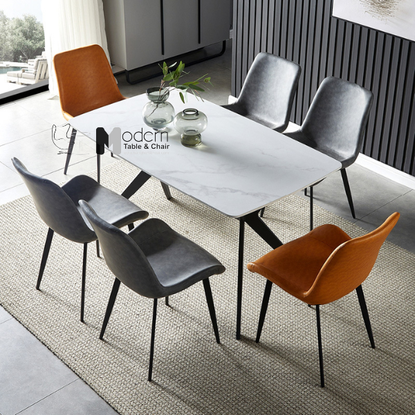 Bàn ăn mặt đá chân sắt đen TN1223-14E