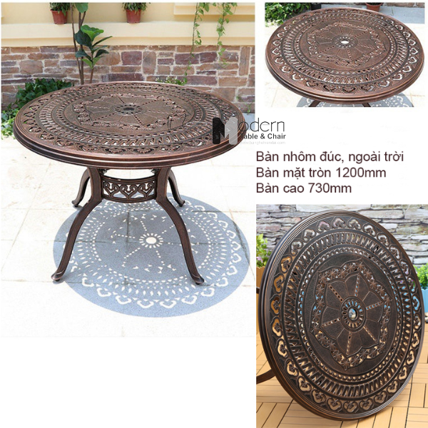 Bàn ăn tròn 1m2 nhôm đúc TE2022-120A