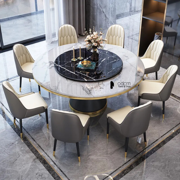 Bàn ăn 2 mặt đá tròn xoay 1m5 TN Jupiter 3A-150E