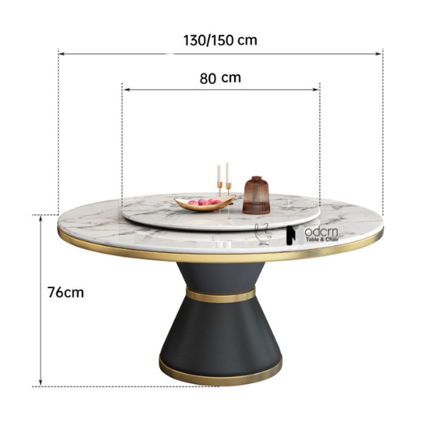 Bàn ăn 2 mặt đá tròn xoay 1m5 TN Jupiter 3A-150E