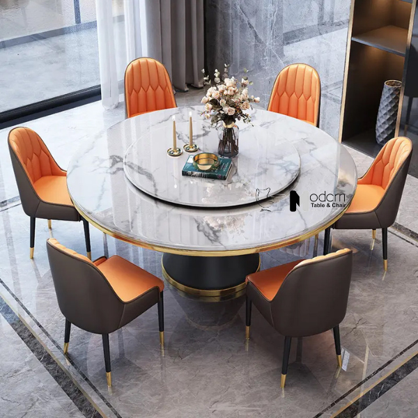 Bàn ăn 2 mặt đá tròn xoay 1m5 TN Jupiter 3A-150E