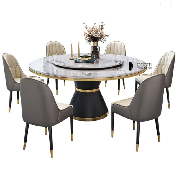 Bàn ăn 2 mặt đá tròn xoay 1m35 TN JUPITER 3A-135E