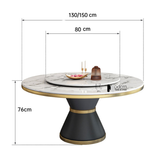 Bàn ăn 2 mặt đá tròn xoay 1m35 TN JUPITER 3A-135E