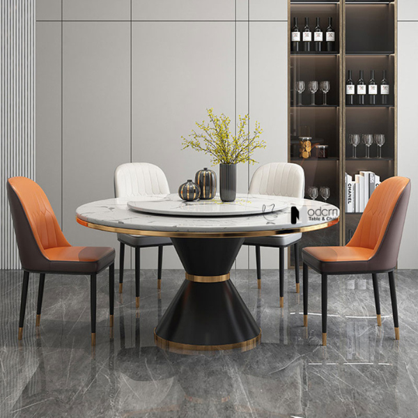 Bàn ăn 2 mặt đá tròn xoay 1m35 TN JUPITER 3A-135E