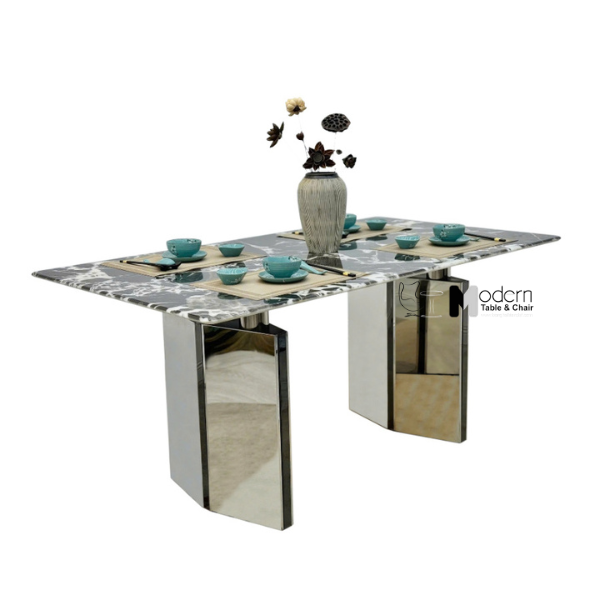 Bàn ăn chữ nhật 1m6 mặt đá vi tinh thể sang trọng TN Luxury 5B-160E