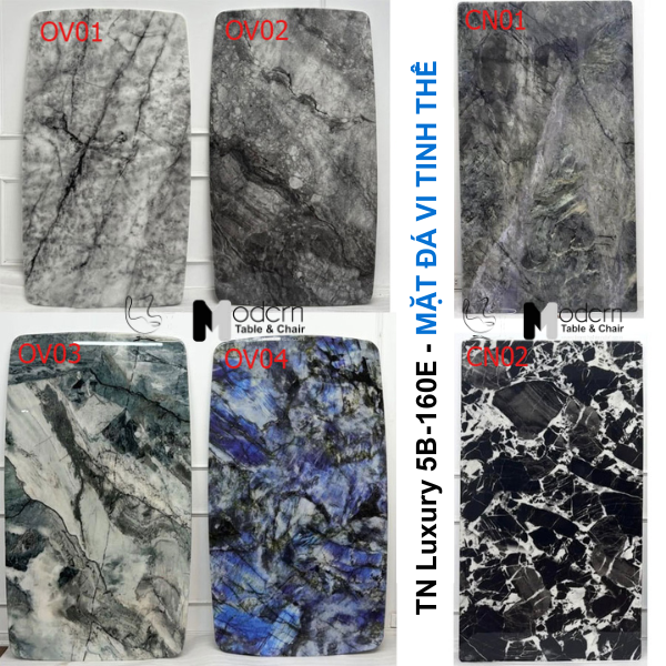 Bàn ăn chữ nhật 1m6 mặt đá vi tinh thể sang trọng TN Luxury 5B-160E