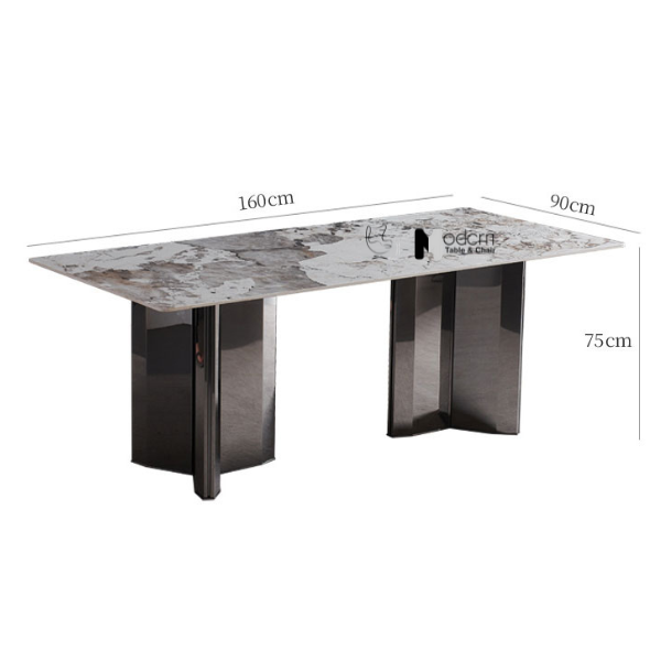 Bàn ăn mặt đá 1m6 chân 3 cạnh nhập khẩu TN1234-16E