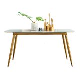 Bộ bàn ăn 6 ghế chân mạ vàng gold TN1228-16E_LUX 14B