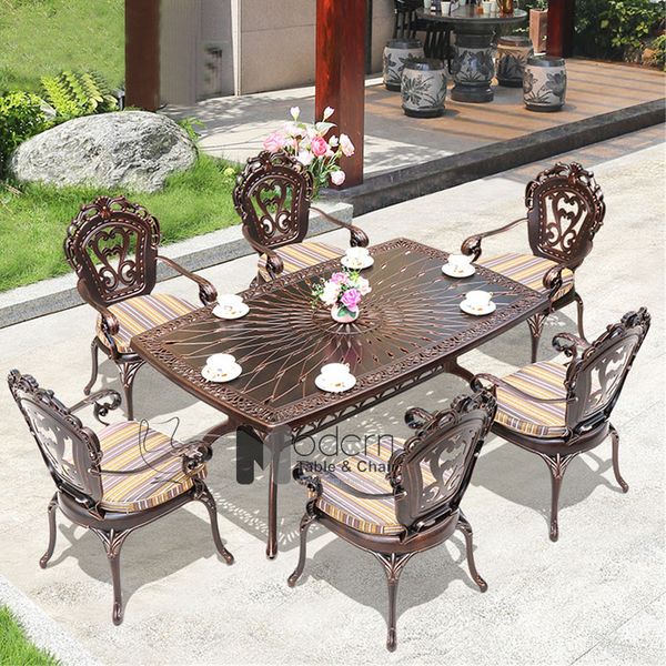 Bàn ăn ngoài trời 1m6 nhôm đúc TE2016-162A