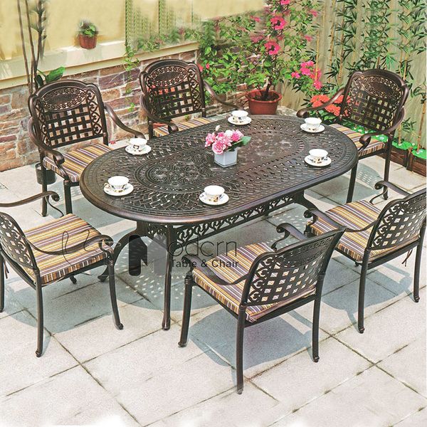 Bàn sân vườn mặt oval 1m8 TE2005-180A