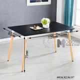 Bàn ăn chữ nhật 1m2 gỗ sơn chân gỗ TE DAW-12W