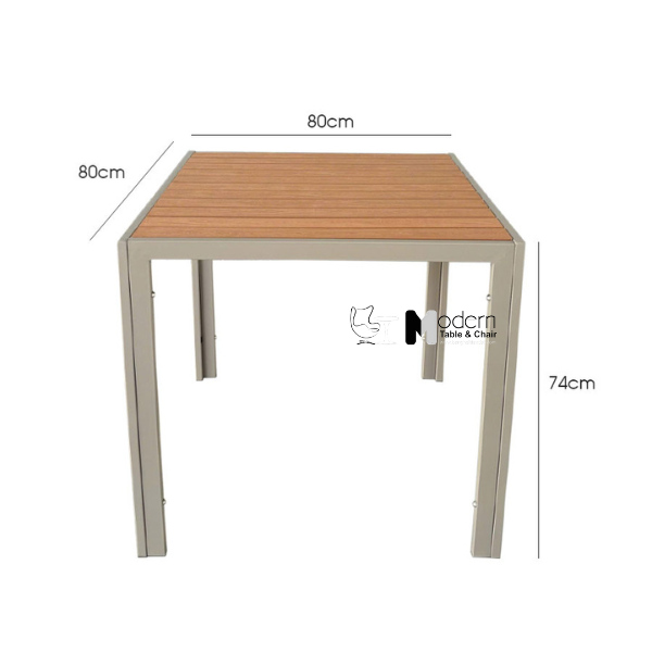 Bàn ăn vuông nhà hàng sân vườn ngoài trời mặt gỗ nhựa TE2031-80T