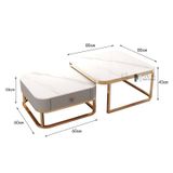 Bàn sofa phòng khách chân inox vàng mặt đá TS0974-08E