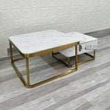 Bàn sofa phòng khách chân inox vàng mặt đá TS0974-08E