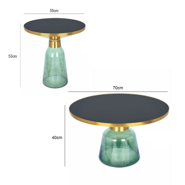 Bàn sofa tiếp khách chân thuỷ tinh mặt kính 70cm TS0970-07G