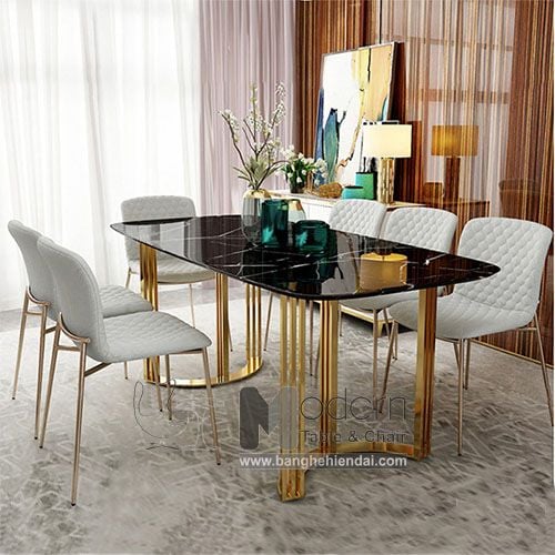 Bàn ăn chân inox vàng 1m4 TN MOON-14E