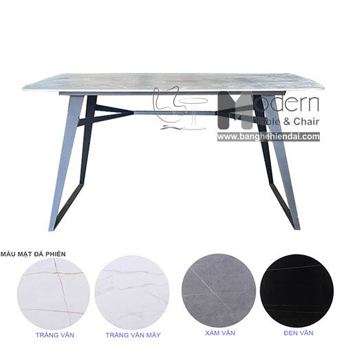 Bàn ăn 1m6 mặt đá chân sắt TN Boone-16E