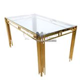 Bàn ăn mặt kính chân inox vàng TN1220-14G