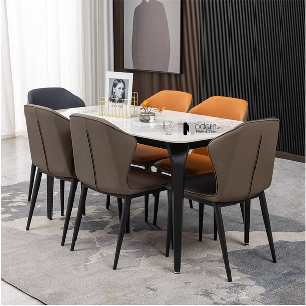 Bộ bàn ăn mặt đá 6 ghế nệm TN1229-16E_ECO 4A-P